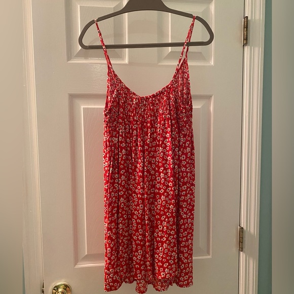 Lulu’s Sweet Talk Me Red Floral Print Smocked Mini Dress M - Picture 6 of 10